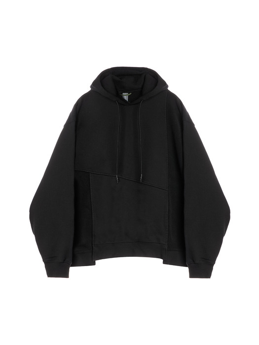 MIXED HOODIE SWEATSHIRT / BLACK