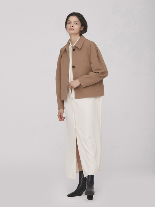 Luz Volume Short Jacket_Camel Beige