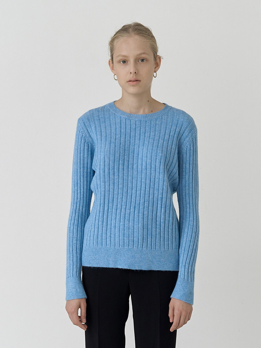 RIBBED KNIT PULLOVER_BLUE