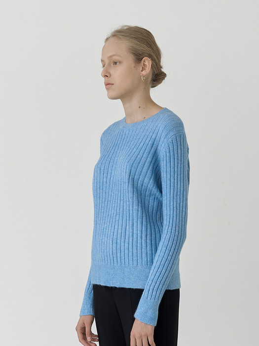RIBBED KNIT PULLOVER_BLUE