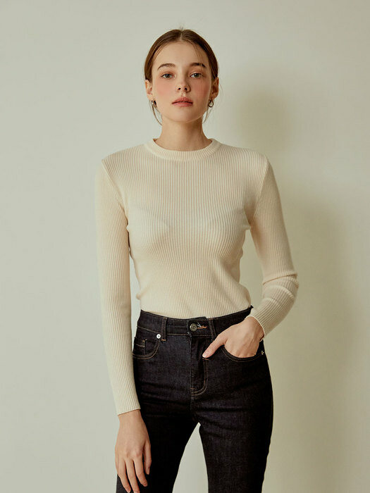 Slim-Fit Round knit[Ivory]
