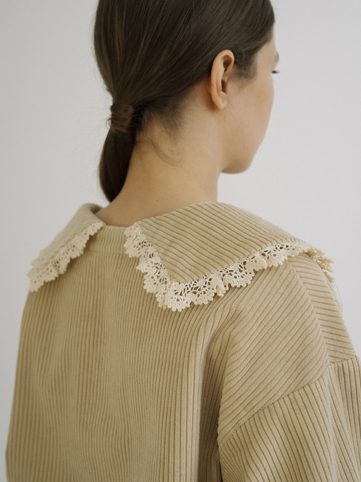 monts 1210 corduroy lace-up blouse (light beige)