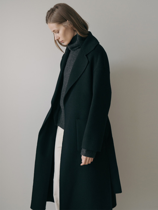 Cashmere Handmade Robe Coat_Black