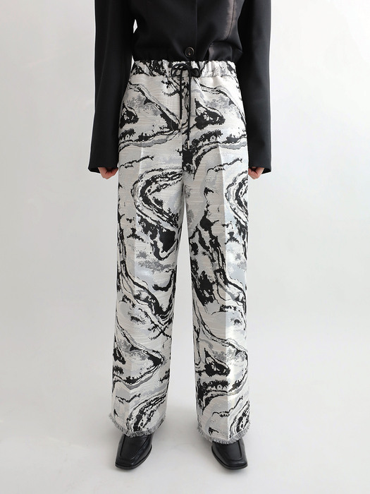 jacquard fringe marble pants