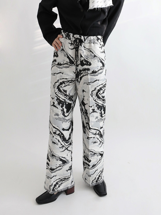 jacquard fringe marble pants