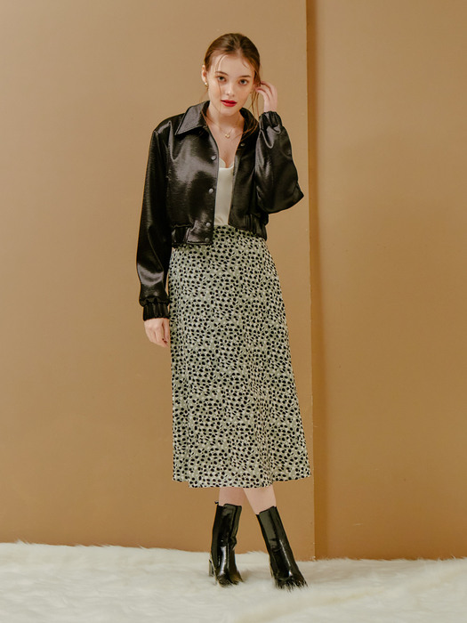 LEOPARD MIDI SKIRT_KHAKI