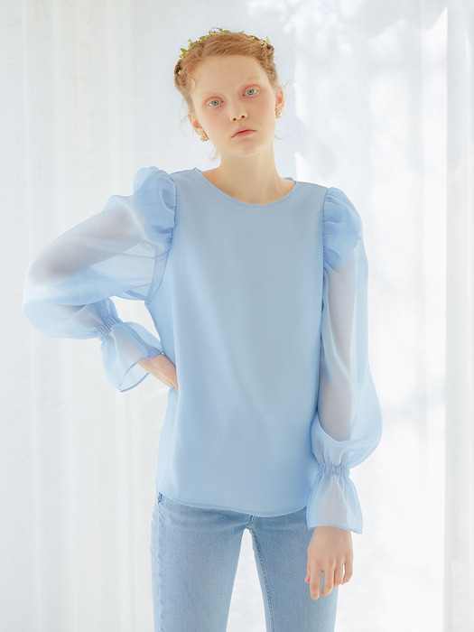 PUFF SLEEVES BLOUSE_LIGHT BLUE