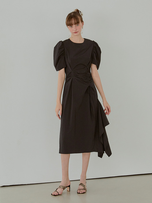 [단독]Pintuck String Dress, Black