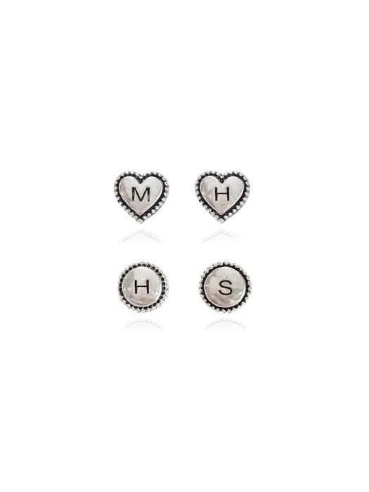 [Silver] Antique Initial Earrings