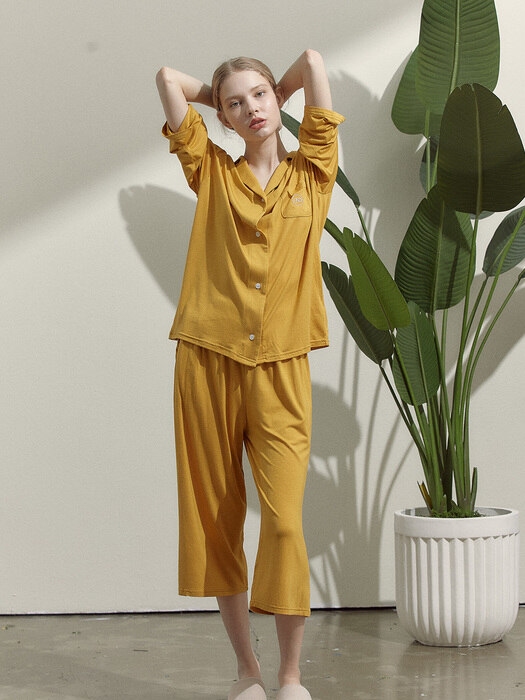  Womens Anna Mustard Pajama Set