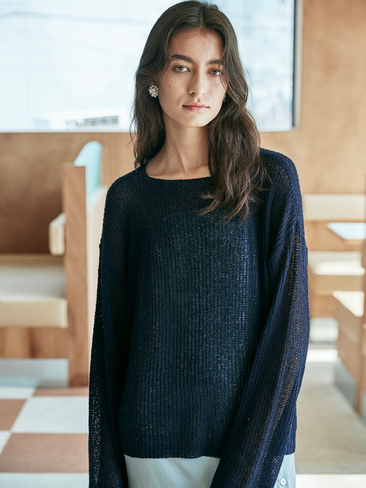 Neroli Seethrough Knit_Navy