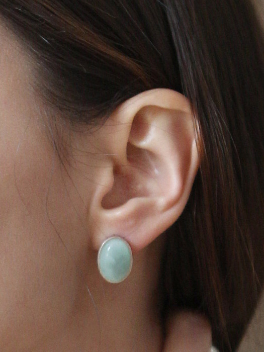 [Silver925] TNH042 Soft round emerald pendant earring