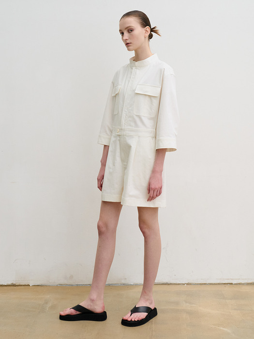 Linen-blend playsuit (white)