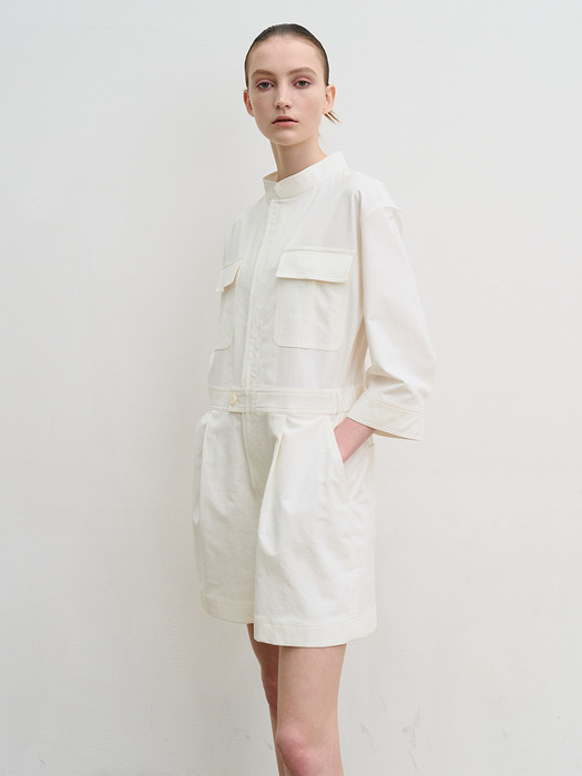 Linen-blend playsuit (white)