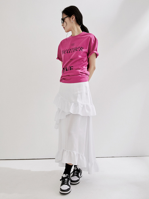 Tiered Shirring Maxi Skirt - White