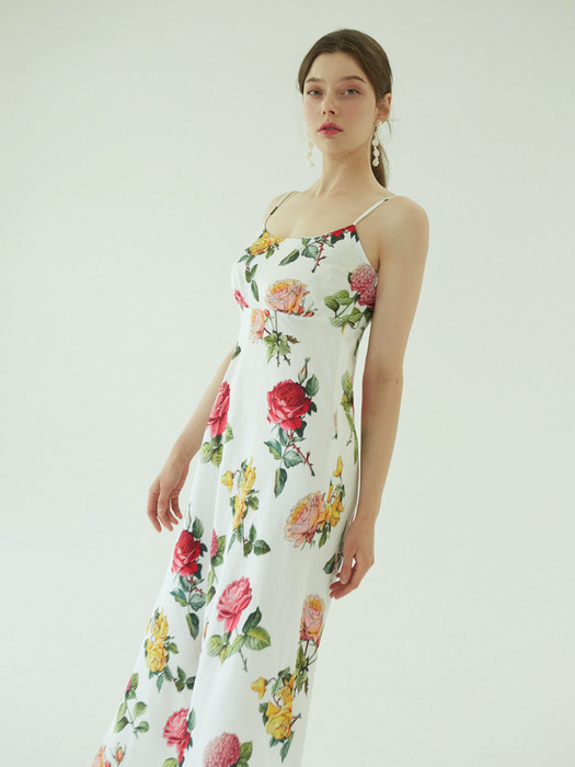 Botanic garden slip dress (White)