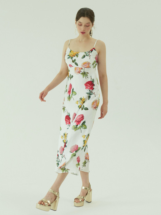 Botanic garden slip dress (White)