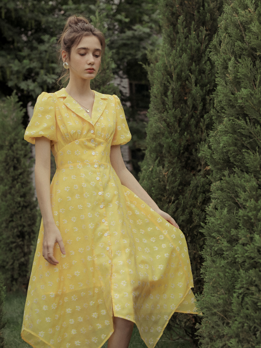 Yellow colored paper dress