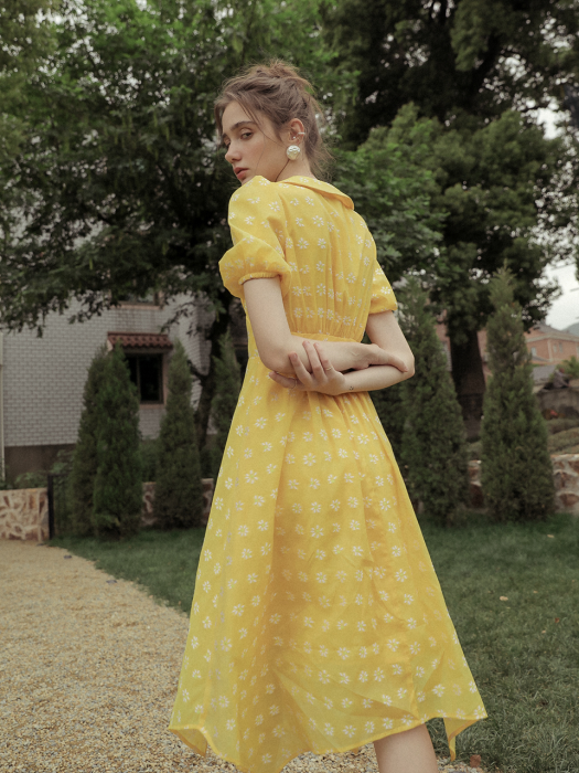 Yellow colored paper dress