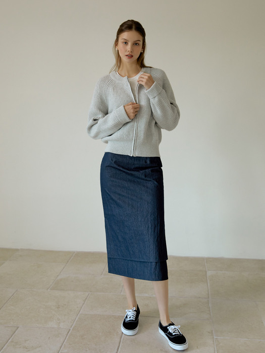 Double slit denim skirt (blue)