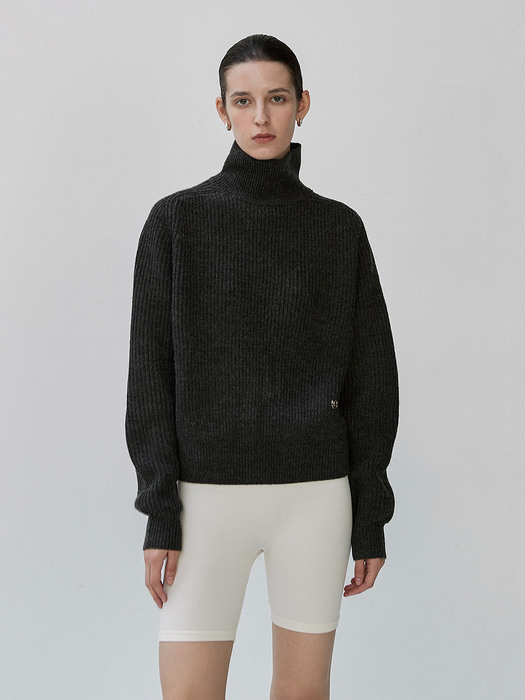 TURTLE NECK KNIT charcoal