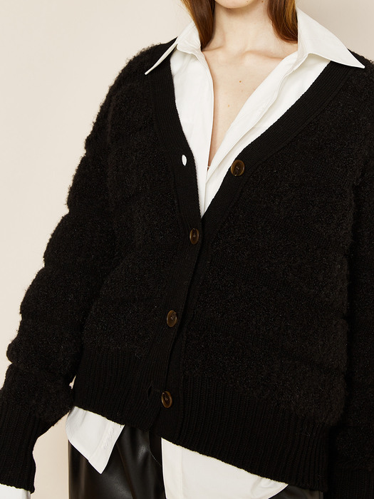 Recycle Boucle Knit Cardigan Black