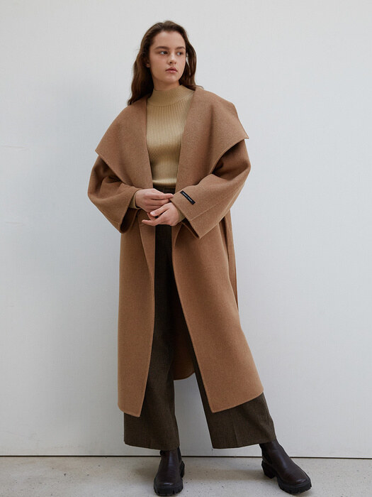 Cashmere Shawl Collar Loose Fit Coat NW1XWH070