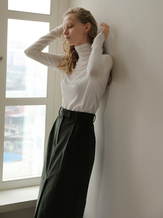 3.51 Corduroy slit skirt (Deep-green)