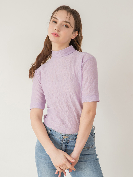 Lace Half Sleeve T Purple