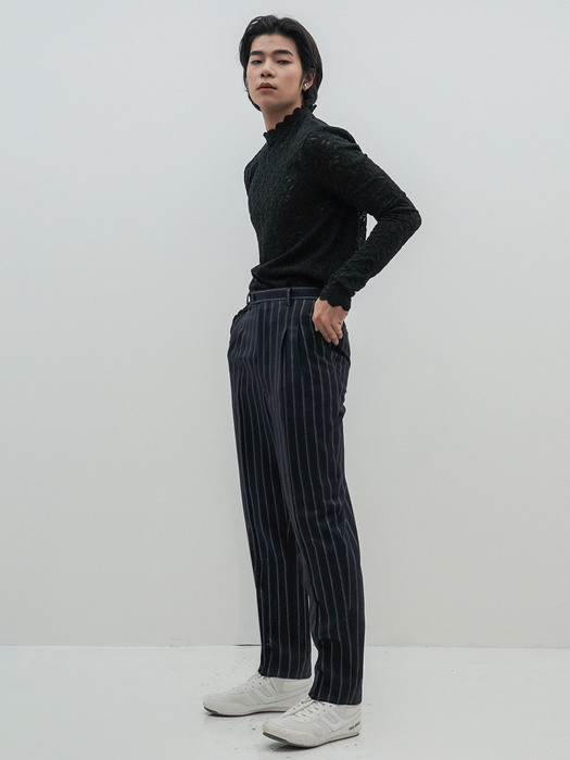 Pinstriped Wool-Silk Trousers(UNISEX)_UTH-SP22  