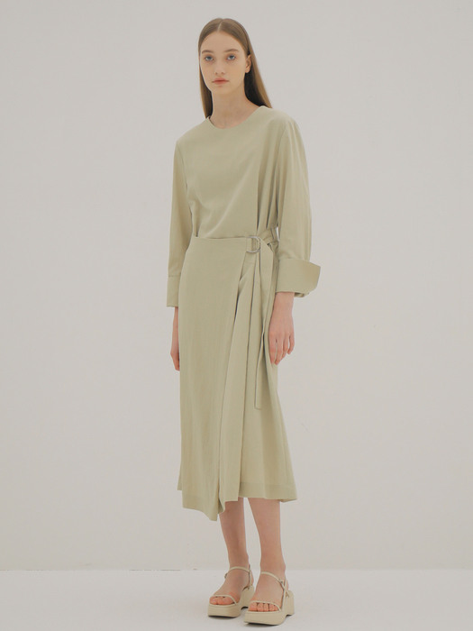 MAXI WRAP DRESS / KHAKI BEIGE