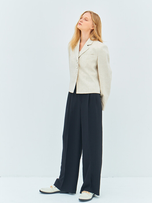TWO TUCK WIDE PANTS(moat black)