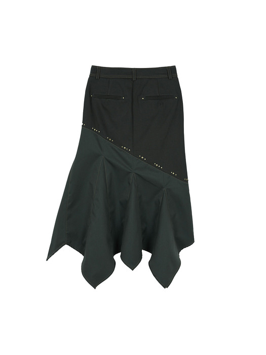 (WOMEN) MONA ASYMMETRIC RIVET MERMAID SKIRTS apa514w(CHARCOAL)