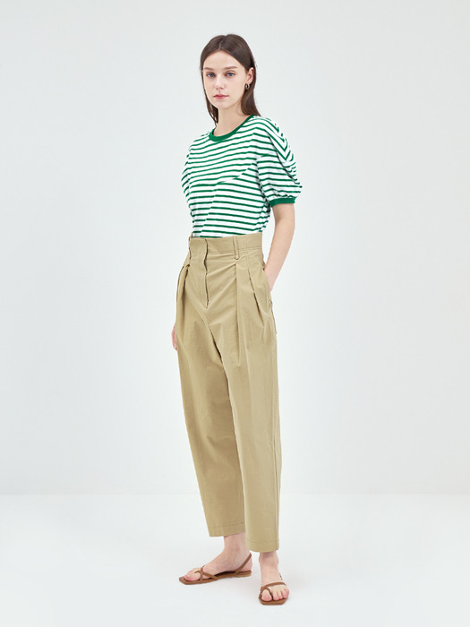 HIGH WAIST BAGGY PANTS-BEIGE