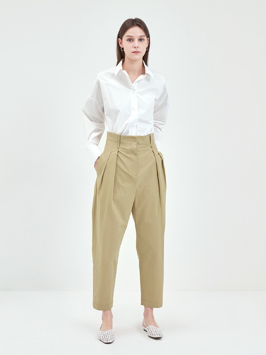 HIGH WAIST BAGGY PANTS-BEIGE