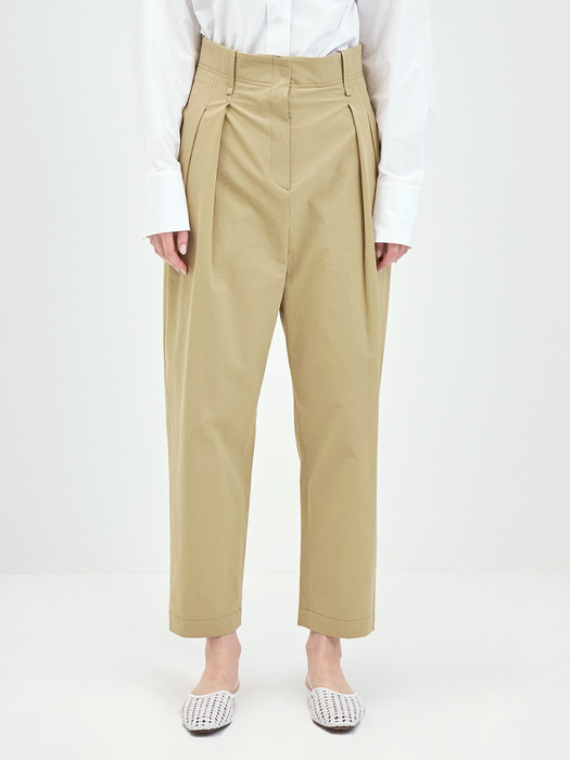 HIGH WAIST BAGGY PANTS-BEIGE