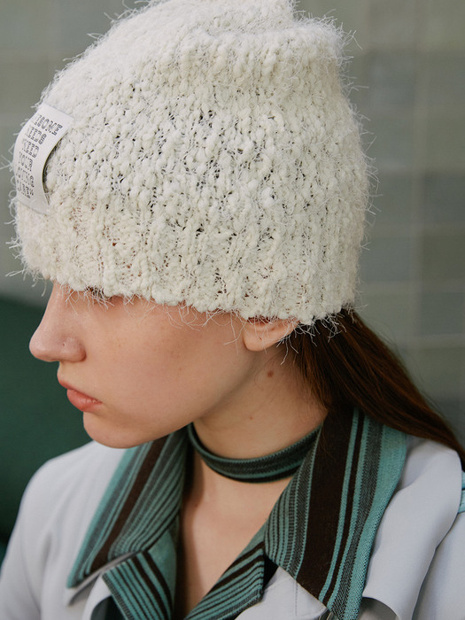 SS POPCORN KNIT HAT_WHITE