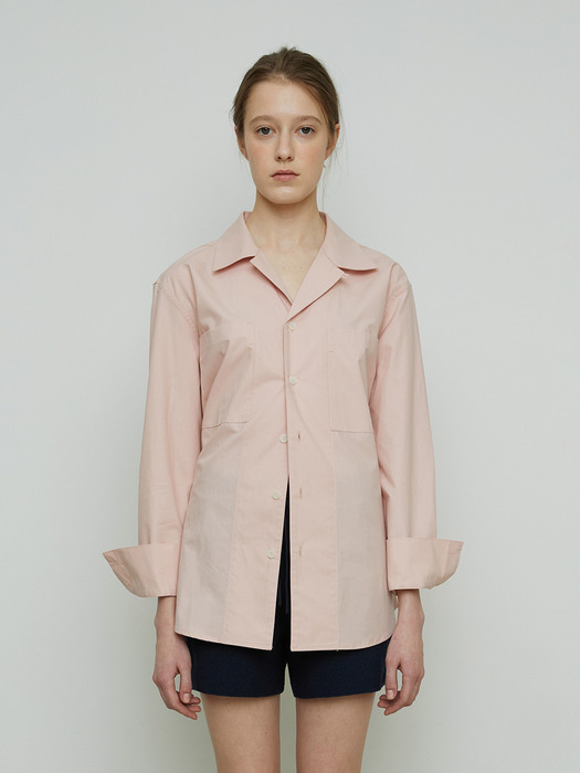 FOLDED COLLAR COTTON SHIRTS - PINK