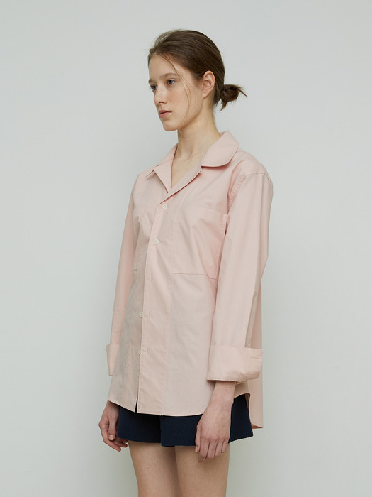 FOLDED COLLAR COTTON SHIRTS - PINK