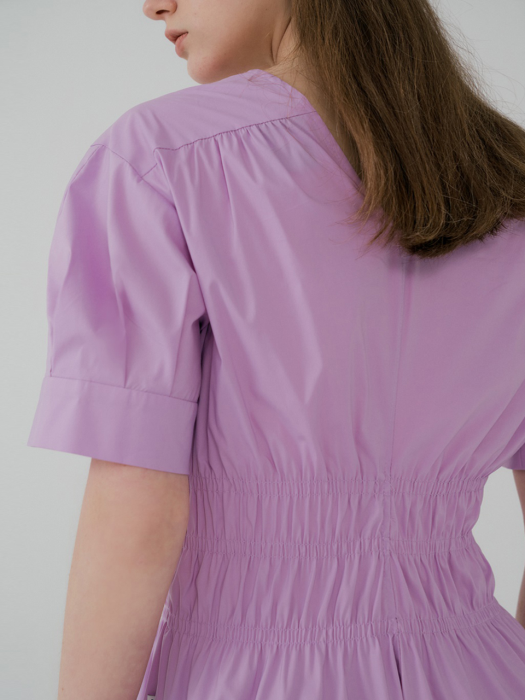 Volume Sleeve Smocked Midi Dress Pink (JWDR2E926P2)