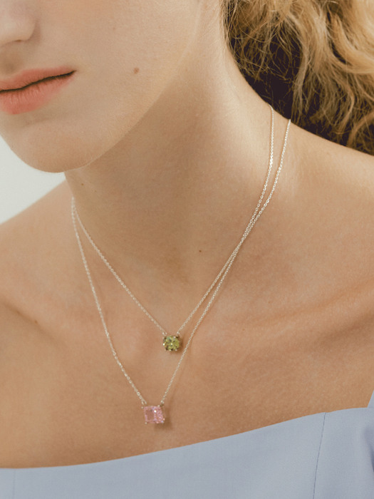 Pink square Necklace