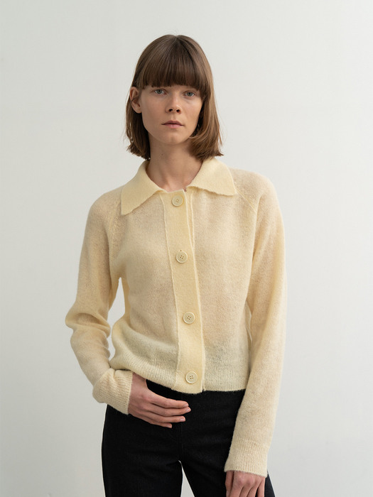 [리퍼브] alpaca crop knit jacket (yellow)