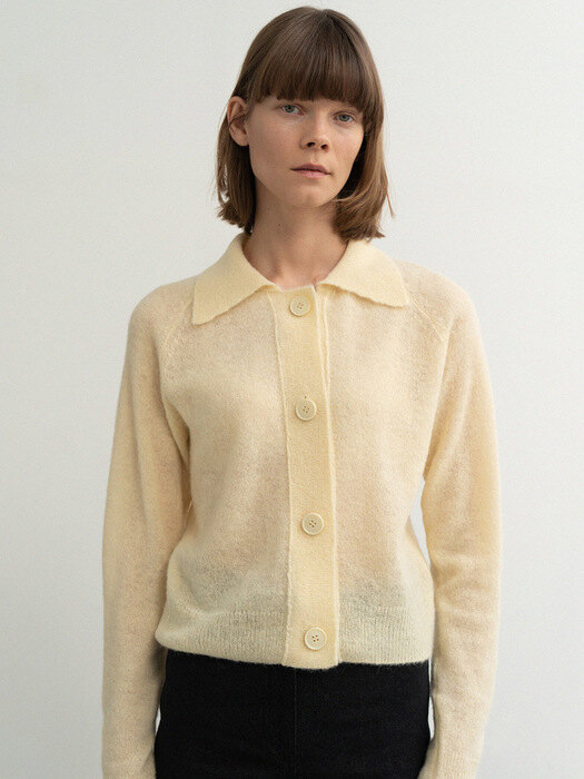 [리퍼브] alpaca crop knit jacket (yellow)