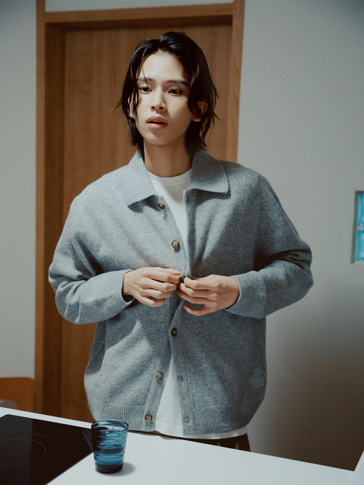 [x WhateverWeWant]Knitted Shirt Cardigan (2 colors)