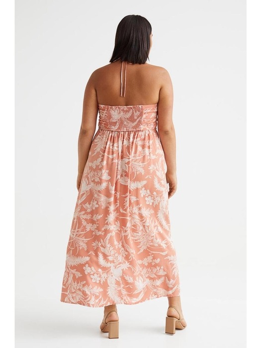 H&M+ 타이 디테일 드레스 라이트 오렌지/패턴 1084256003