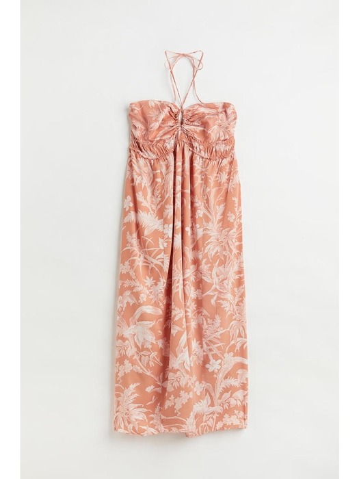 H&M+ 타이 디테일 드레스 라이트 오렌지/패턴 1084256003