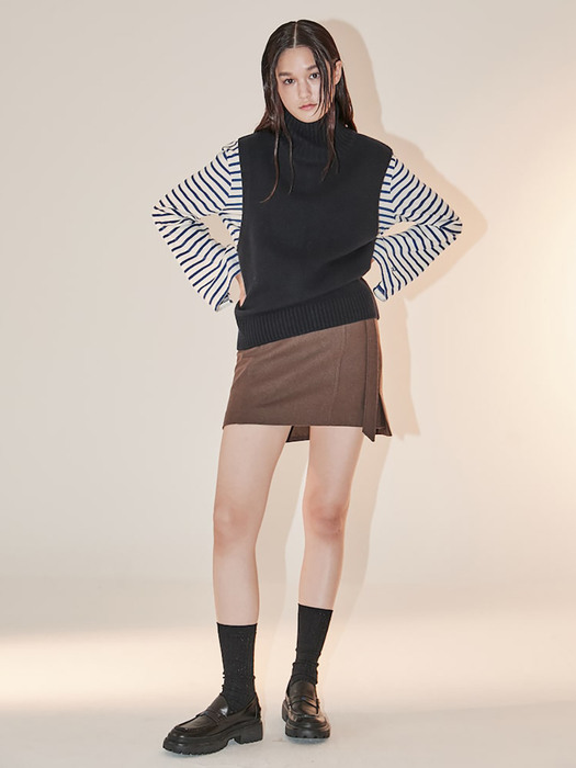 Strap Point Mini Skirt  Brown (KE2X27M01D)
