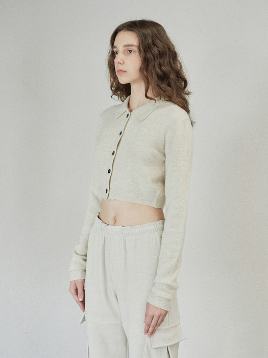 COLLAR CROP KNIT CARDIGAN (ivory)