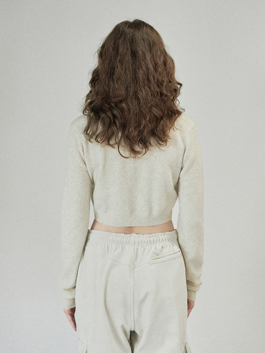 COLLAR CROP KNIT CARDIGAN (ivory)