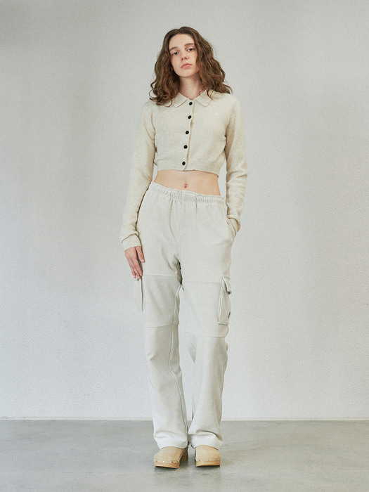 COLLAR CROP KNIT CARDIGAN (ivory)